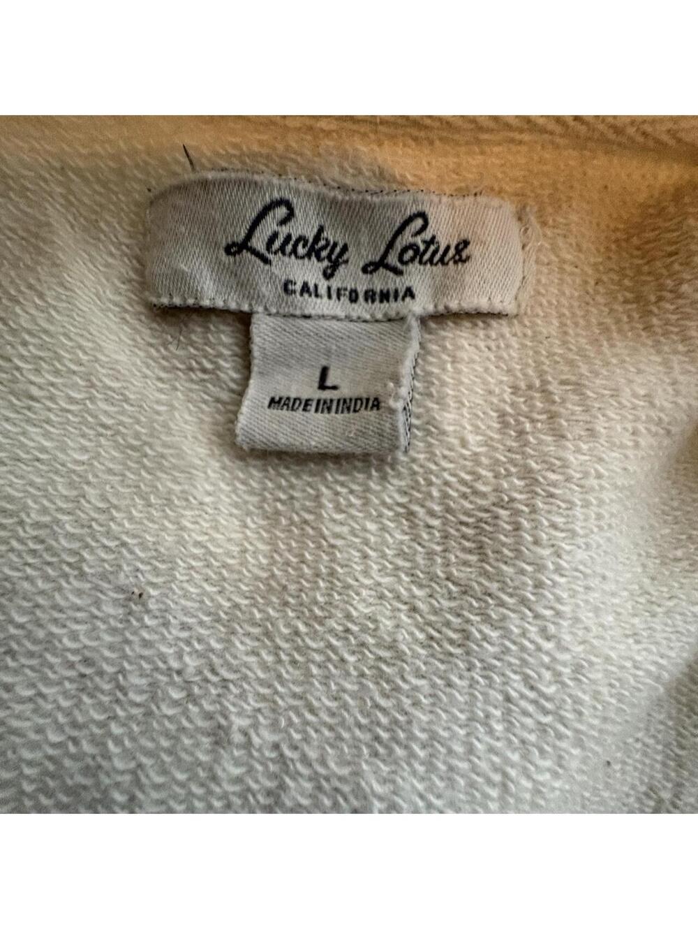 Lucky Lotus Cream Sweatshirt with BlackAztec Embroidery, L - Picture 5 of 6